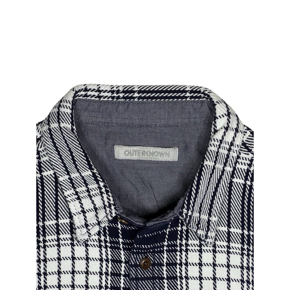 Outerknown Blanket Shirt Flannel Heavyweight Organic Cotton Plaid Men’s L Navy - Picture 6 of 6